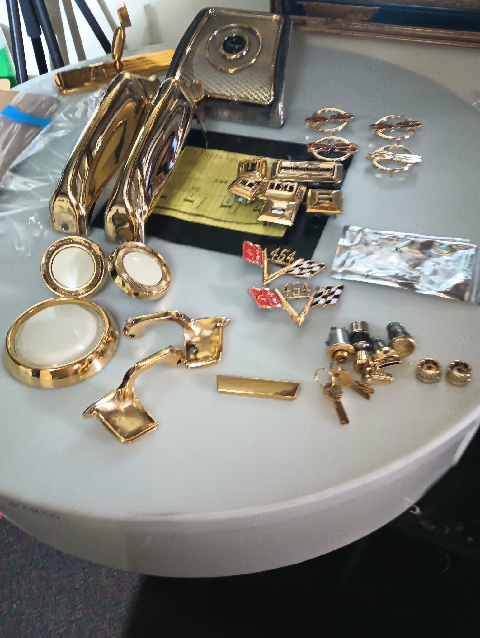 ChromeKarats gold plating work — Gold Corvette 454 Full Restoration Set